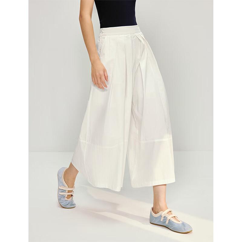 INMAN Women's French Pleated High-Waist A-Line Cropped Skirt-Pants