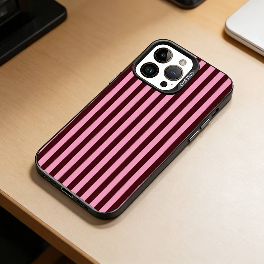 M-Multicolor Stripes  Phone Case For iPhone 17,16,15,14,13,12,11 Plus,Pro Max,XS,Colorful Silver Black Cover