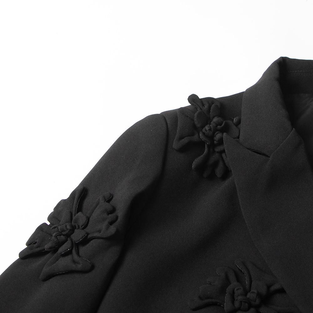 2026 Spring Women's Suit: Double-Breasted with 3D Flower Details – European & American Style