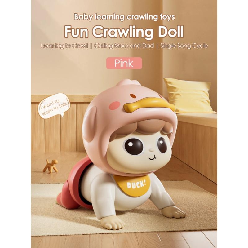 

1 ползающая кукла, детская игрушка с музыкой, возраст 0-1 год, руководство по обучению ползанию и тренировка подъема головы жёлтый