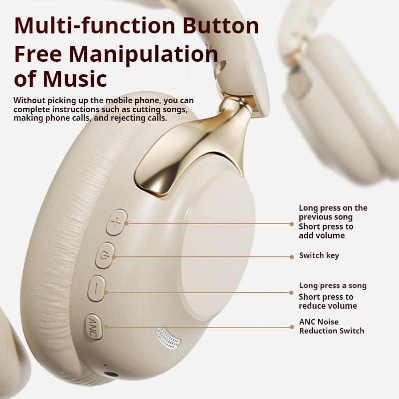 ANC Noise Reduction 100H Play Time Bluetooth Headphones 360° Surround Sound Wireless Headsets Sports Gamer Earphones With HD Mic