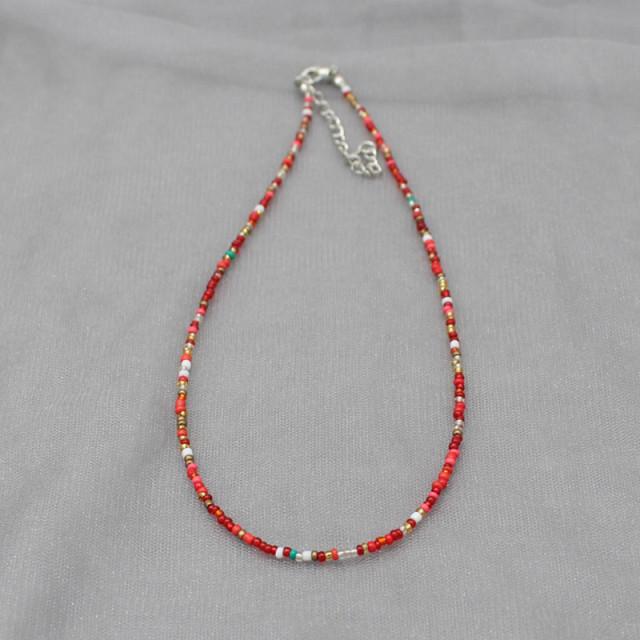 Jednoduché perličky Prameň Choker Náhrdelník Dámsky Šnúrkový golier Farebný ručne vyrobený Bohemia Collier Femme Jewelry Darček