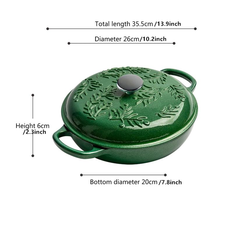 26cm Enameled Cast Iron Dutch Oven 2 Quart Enamel Coating Casserole Dish for Bread Baking Seafood Cooking Kitchen Braised Pot