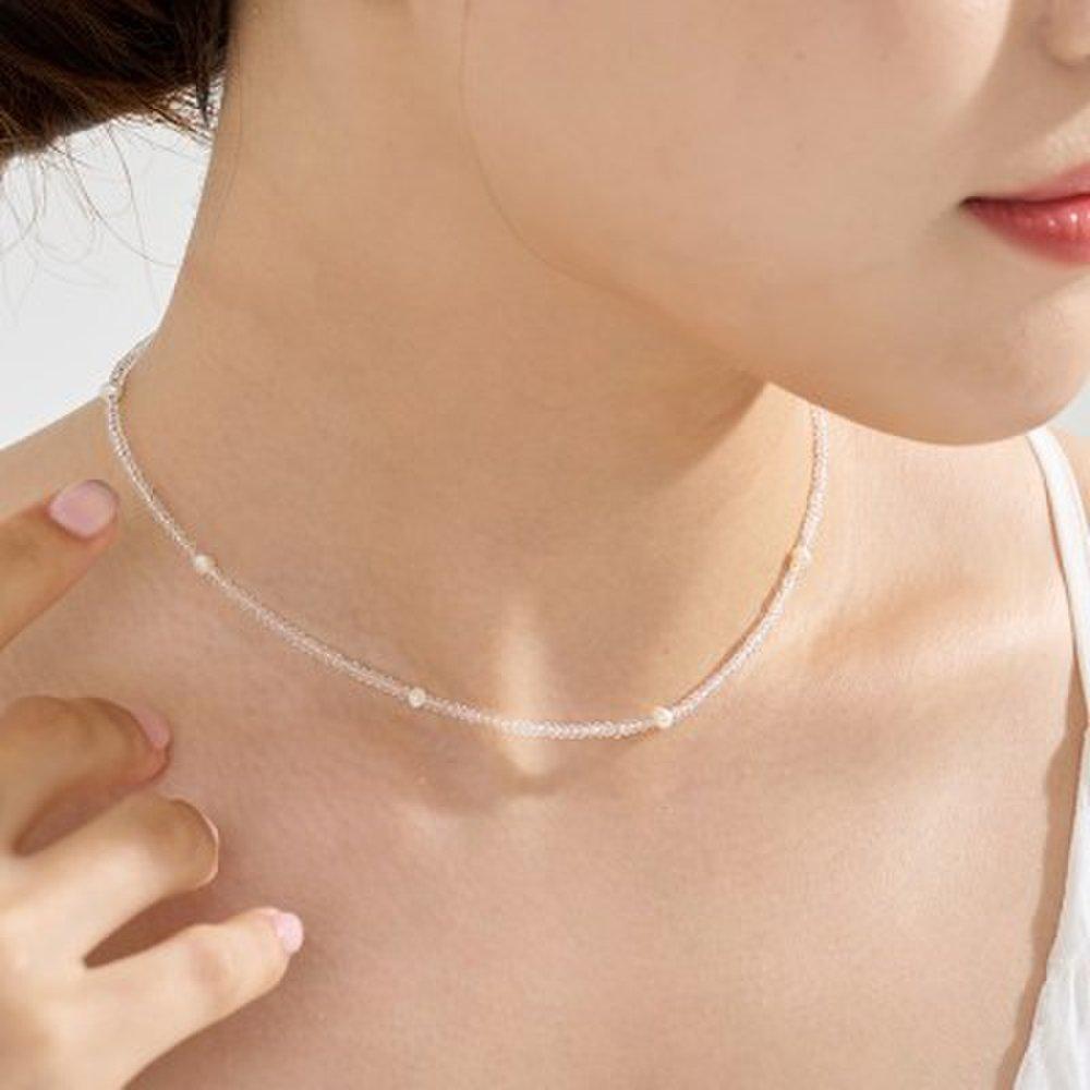 [925 Silver] Marine Natural Freshwater Pearl Necklace