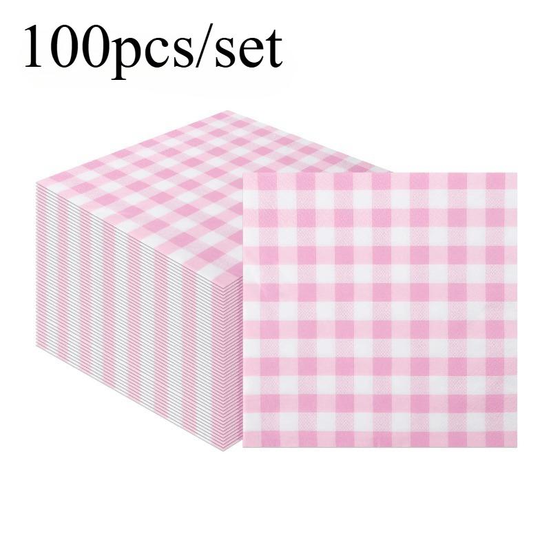 100PCS Colored Checkered Cleaning Cloth, Checkered Printed Pattern, Dishwashing Cloth, Household Kitchen Cloth,Tablecloth Wiping