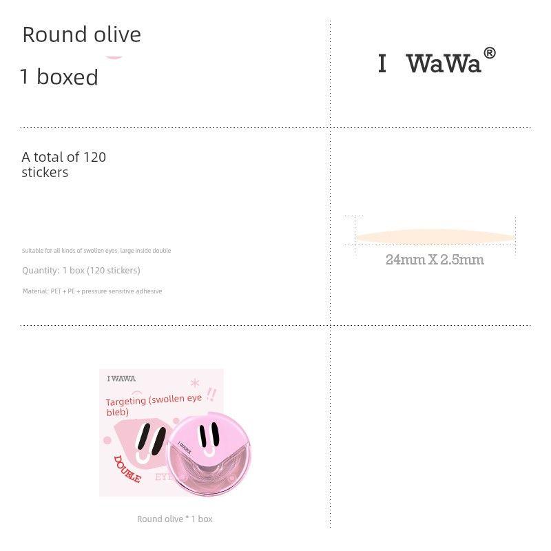 Iwawa Eva Double Eyelid Stickers Nature Seamless Invisible Lace Single-Sided Lifting Swollen Eye Bubble Single Eyelid Universal Round Olive Shape (for Swollen Eyes) One-sided