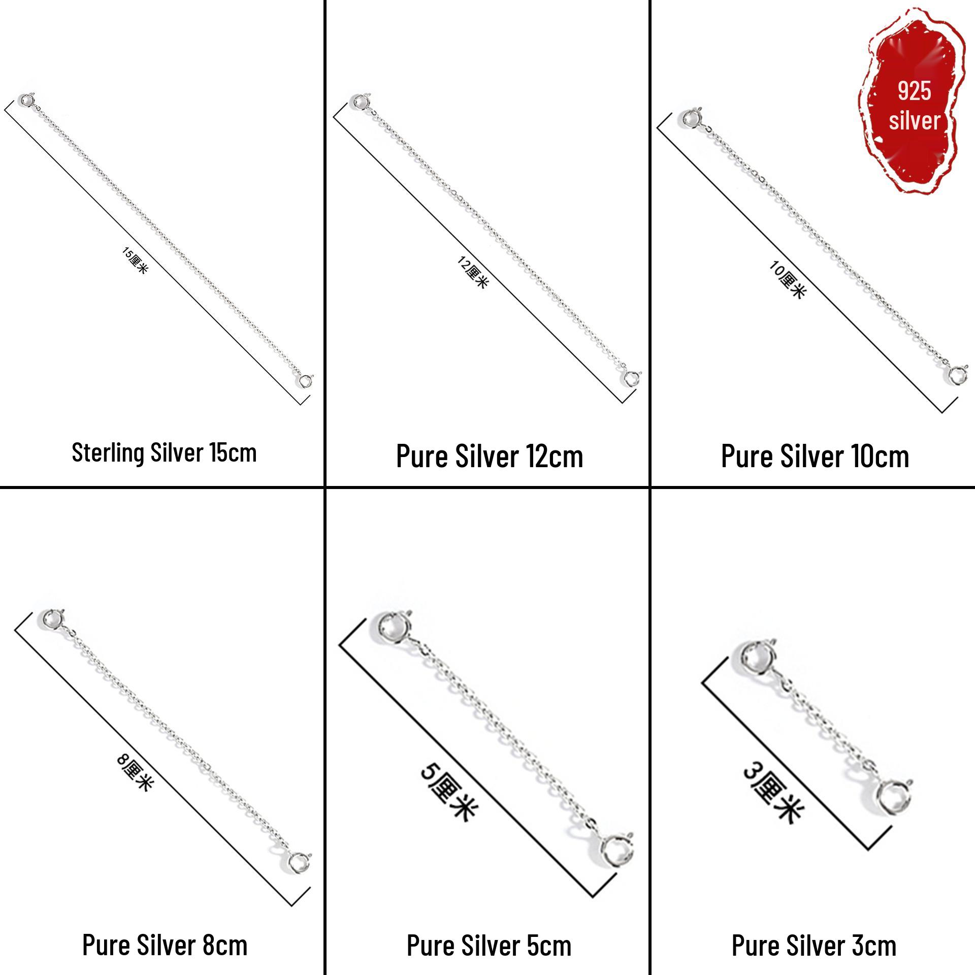 S925 Sterling Silver Double Buckle Safety Extension Chain for Bracelets and Necklaces 5cm