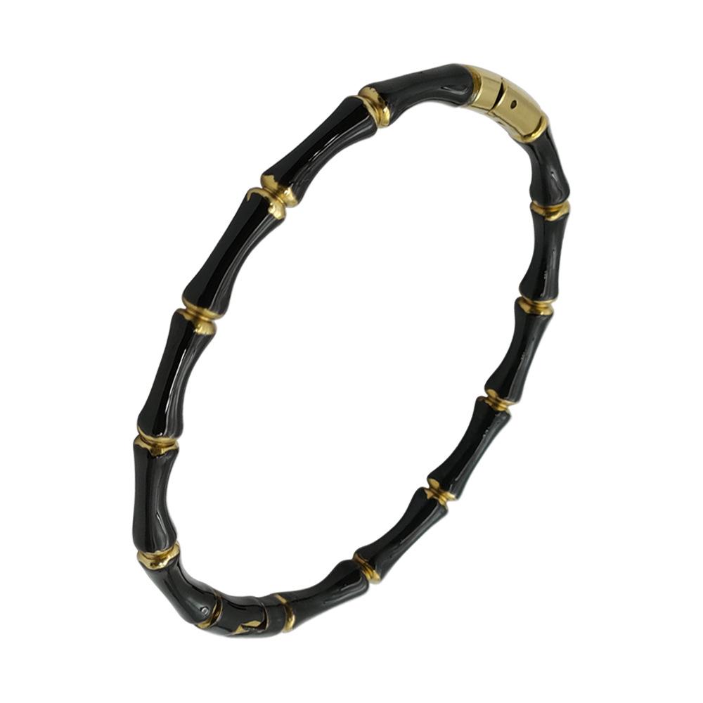 Gold Bamboo Pattern Women's Bracelet with Colored Epoxy Resin