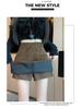 Plus Size Women's Brown Suede A-line High Waist Short Skirt for Spring & Autumn
