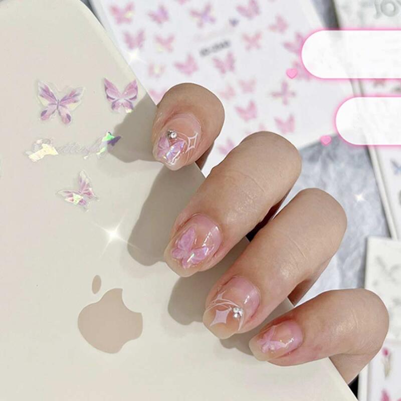 Self-adhesive gel nail butterfly sticker pad mother-of-pearl aurora