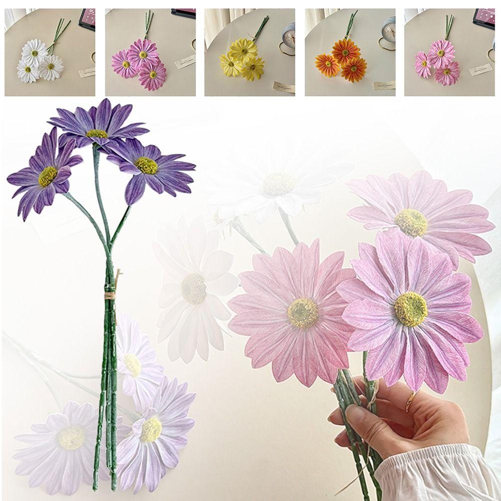 3PCS/Bundle 3D Printed Simulation Flower Chrysanthemum Multicolor Faux Flower Wedding Decor