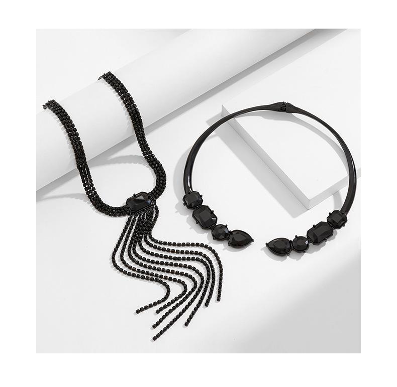 Kenjie Black Multi-Row Tassel Choker Necklace - Romantic and Fashionable Design for Women