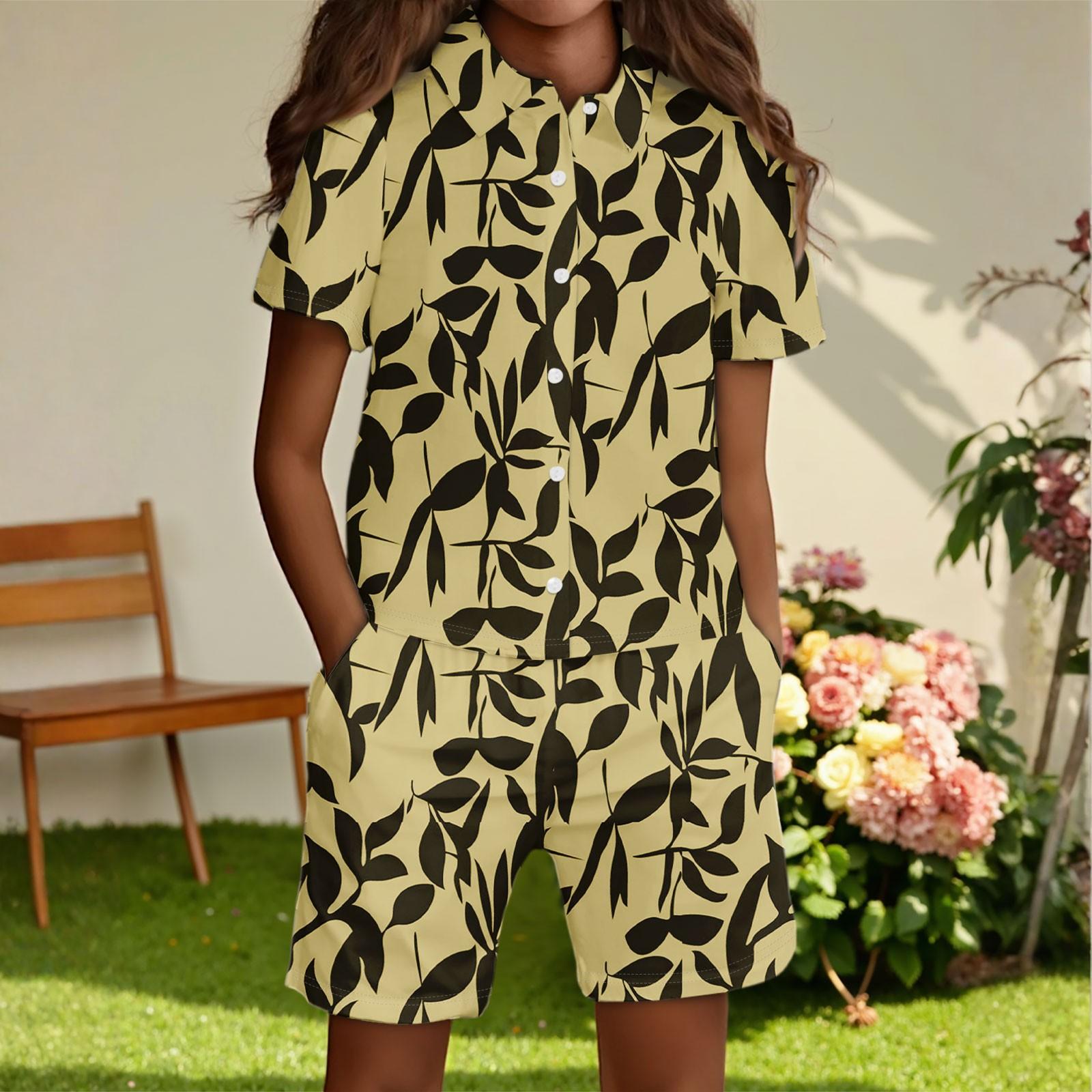 

Детская повседневная модная рубашка на пуговицах и шорты 160 жёлтый