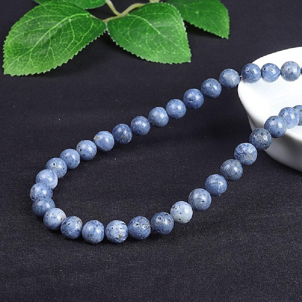 Blue Coral Natural Ocean Stone 4/6/8/10/12mm Beads 15"Strand Smooth Loose Spacer Beads for Jewelry Making DIY Bracelets Accessories