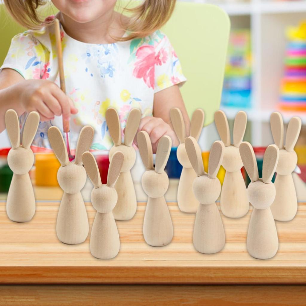 10x Wooden Peg Dolls Peg People Wood Pieces Doll Bodies for Party Handicrafts Projects Festival Flower Pots Boys Girls