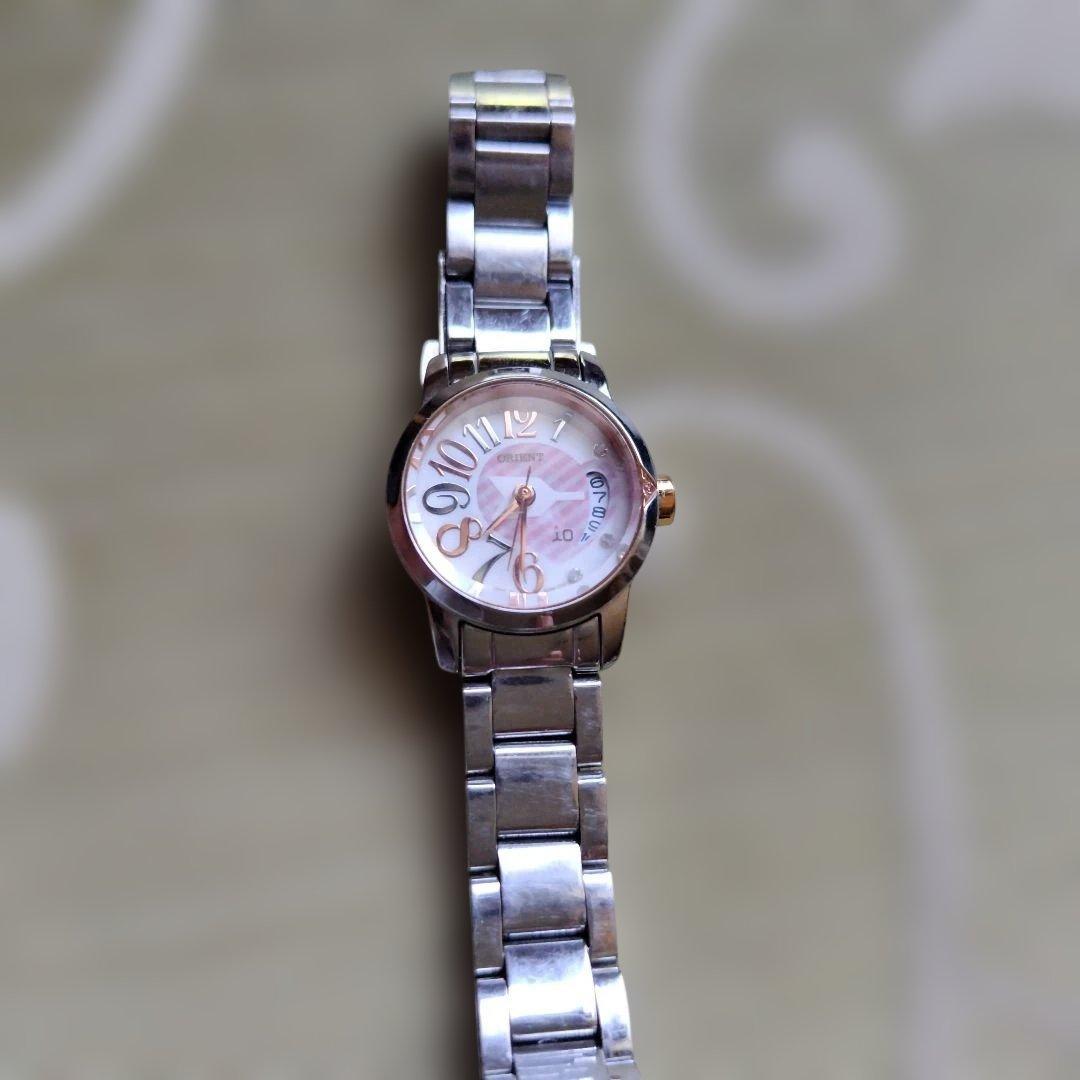 Used ORIENT Women s Watch Quartz Pink Dial Natural Diamond Decoration