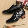 Spring New High-heeled Pointed Leather Shoes 2025 Large Size Dress Casual Shoes Fashion Patent Leather Heightening Men's Shoes