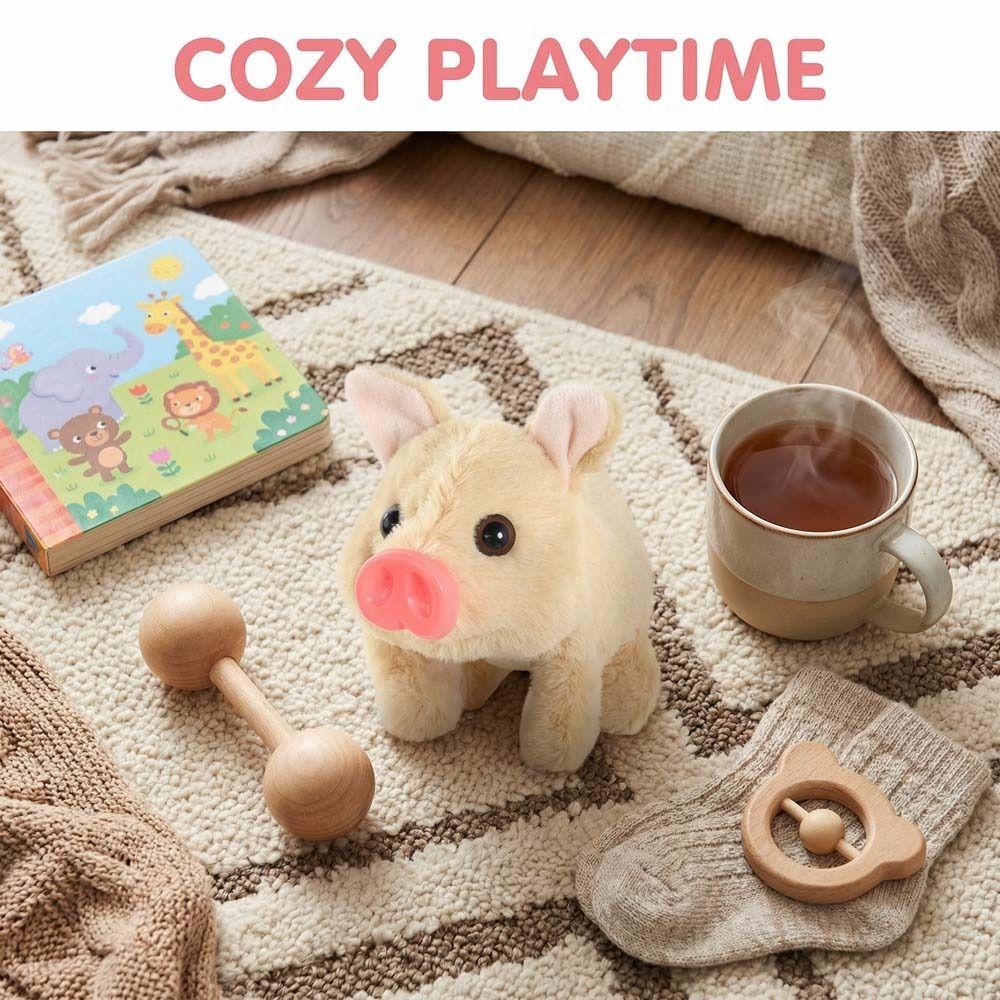with Wagging Tail Electric Pig Plush Toy Can Walking Stuffed Animal Pig Doll  Interactive Play