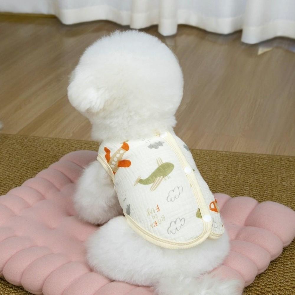 Cute Puppy Short Shirt Cartoon Print Pet T-shirt Casual Pet Sleeveless Pullover  Outdoor Activities