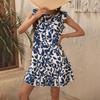 Summer Women Loose Round Neck Short Sleeve Print Dress