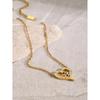 18k Gold Stainless Steel Heart MOM Necklace with Rhinestones, 45+5cm