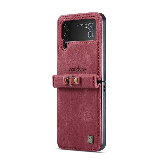 

Нескользящий кожаный защитный чехол со шнурком для Samsung Galaxy Z Flip 4 5g Flip4 Flip3 Flip 3 противоударный тонкий складной чехол for Samsung Z Flip 4 красный