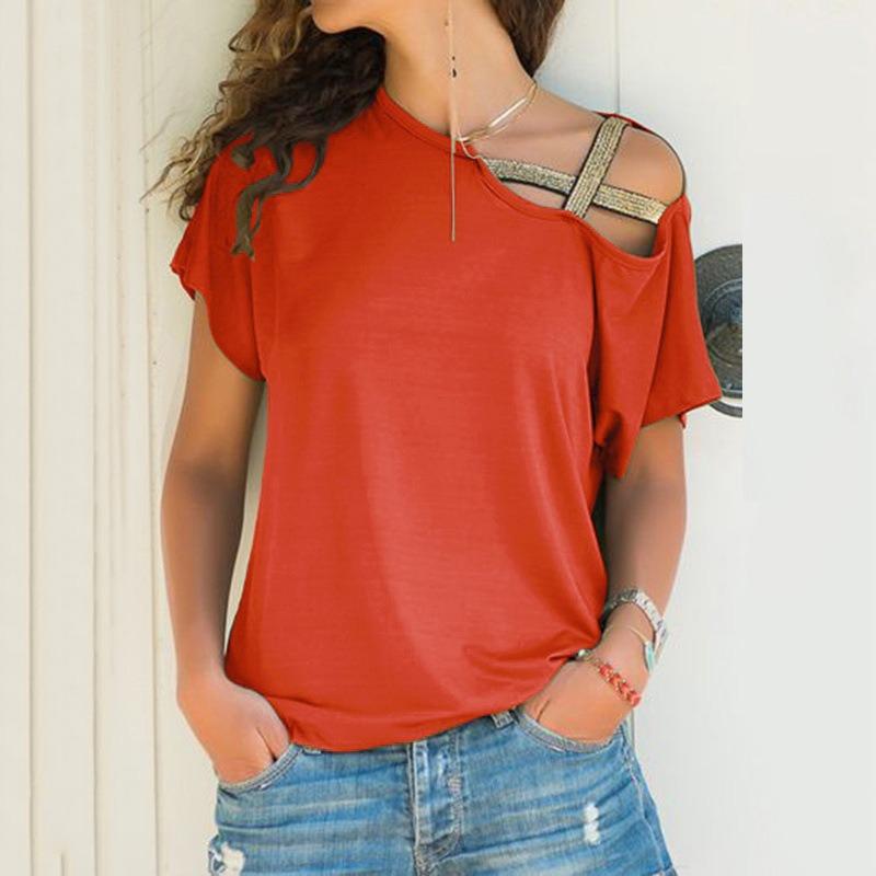 QICED Women's Fashion Casual Summer Spring Short Sleeve Blouses & Shirts Casual Chic