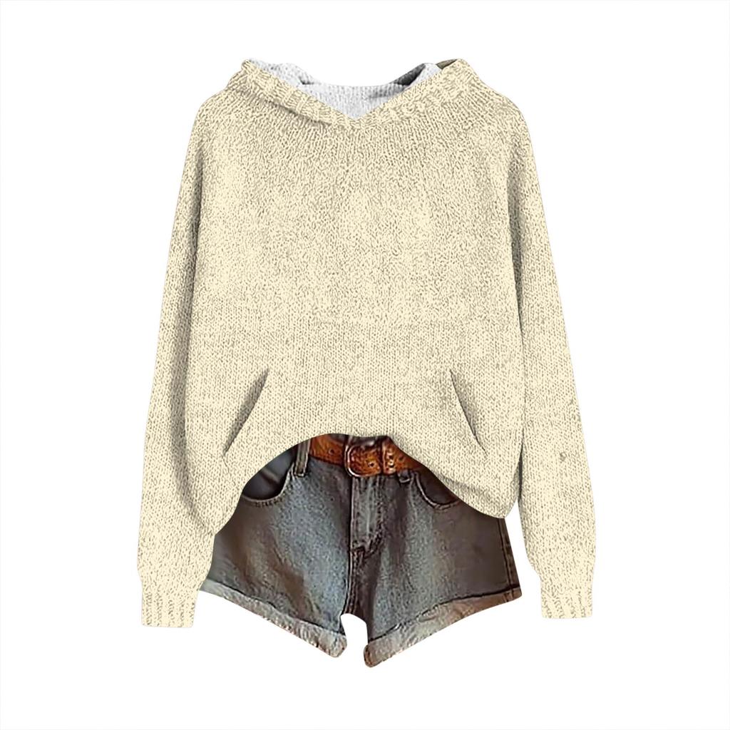 Dámské mikiny Pletený svetr Roztomilé tričko Podzimní pulovr Mikina s kapucí