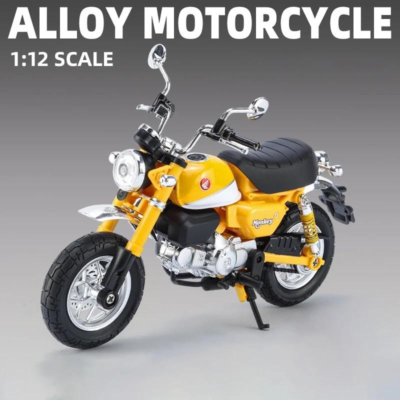 1/12 Honda Monkey 125 Alloy Motorcycle Model Die Cast Toy Vehicle Simulation Sound and Light Off Road Autocycle Collection Toys