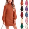 Little Girls' Casual Ribbed Knit Dress for Spring and Fall Everyday Wear