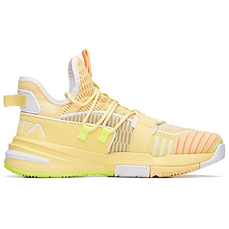 Anta Light Crazy 1 Comfortable Lightweight Shock Absorption Non-Slip Wear-Resistant High-Top Basketball Shoes Men Sneaker Yellow White 112021609-6