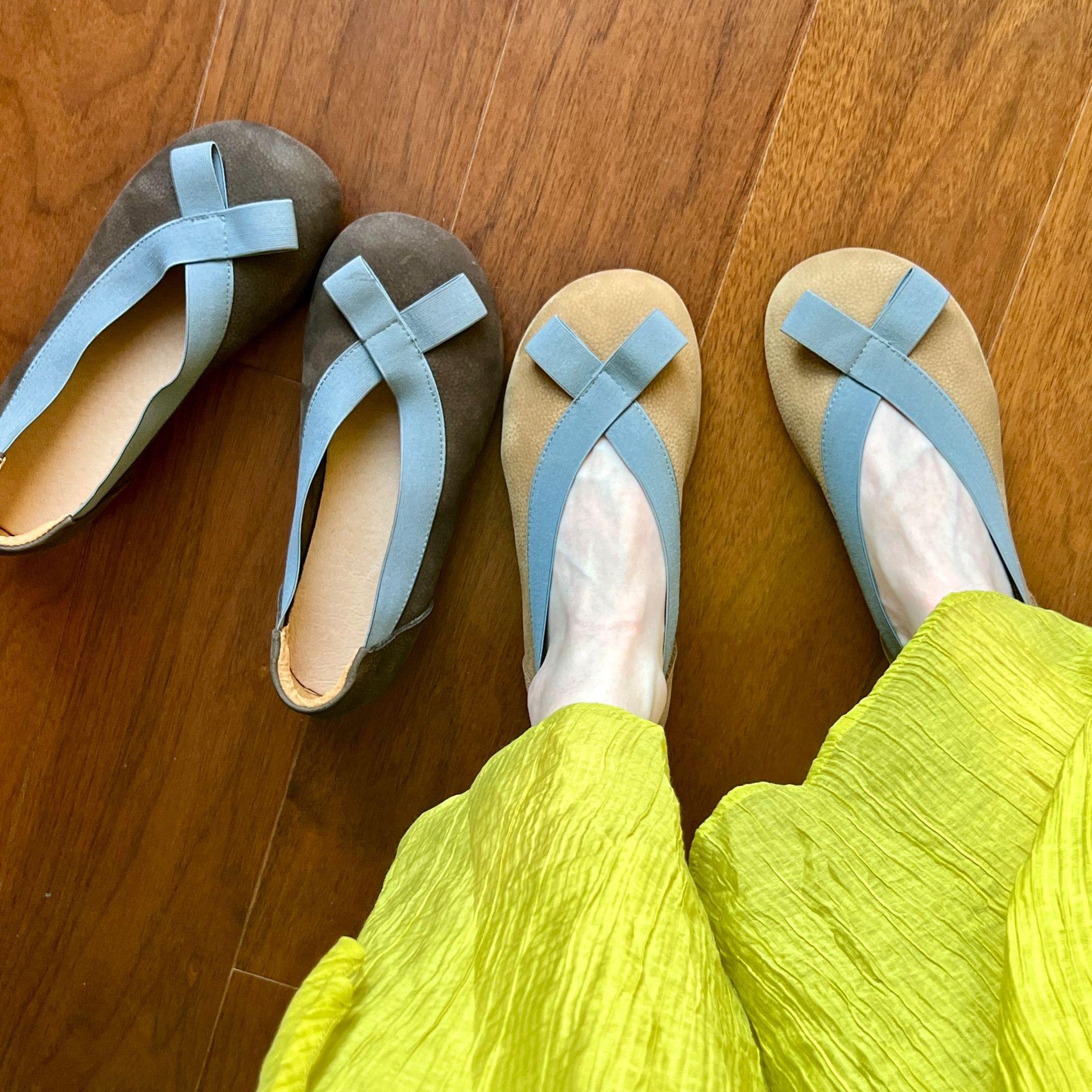 

2024 Women s Frosted Cowhide Slip-On Leather Flats - Casual Low-Cut Round Toe Shoes 40 серый