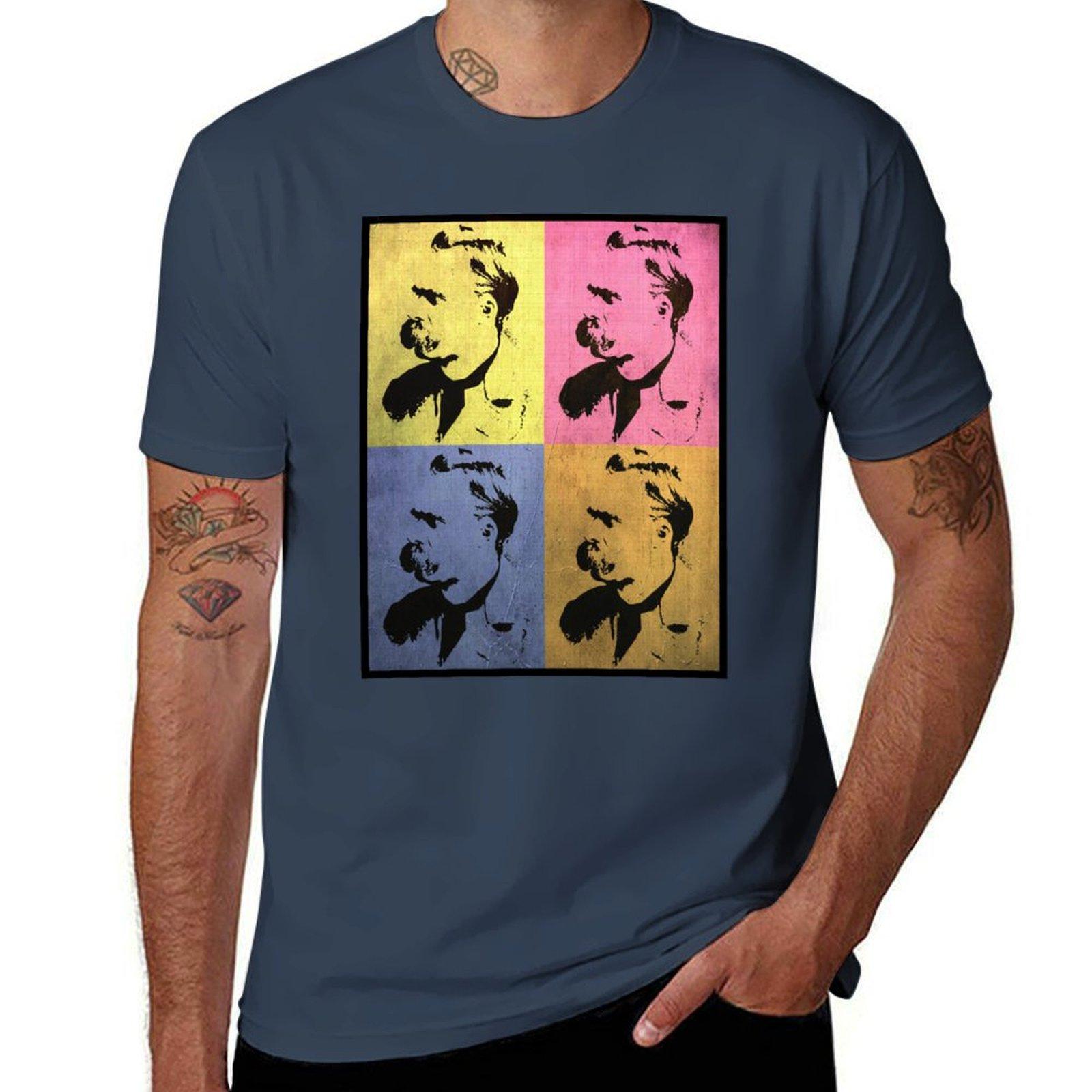 Friedrich Nietzsche Vintage Pop Art Style Design Tshirt Lightweight Running Tshirt S