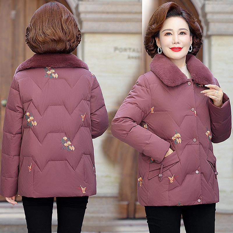 

Stylish Short Down Jacket for Petite Middle-Aged and Elderly Women - Cozy Winter Outerwear for Grandmothers 2025. 3XL [fits 120-135 kg]