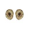 Silver Needle Rhinestone Resin Oval Stud Earrings - Retro High-End, Personalized Metal Style Ear Jewelry for Women
