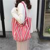 Large Capacity Classic Vintage Striped Shoulder Bag Simple Canvas Bag Tide Bag
