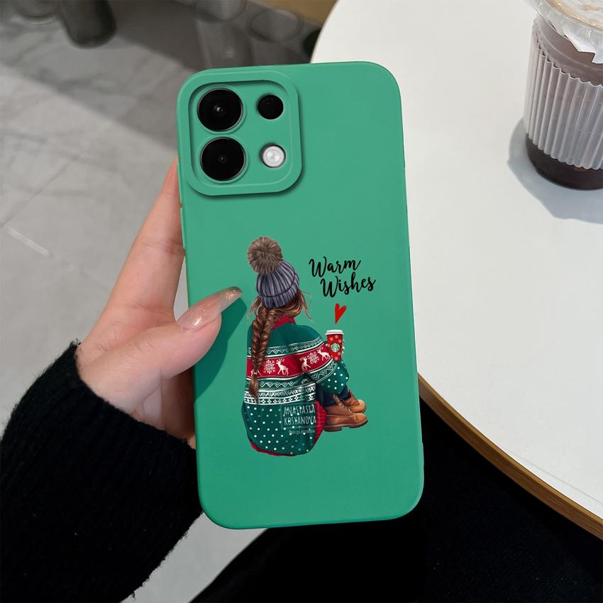 För Oppo Realme 5 6 7 8 9 10 Pro Plus K12 A5 A5X Telefonskal Söta Flicka Mönster Flytande Silikon Avancerat Anti-Slip Skyddsskal För Oppo Hölje