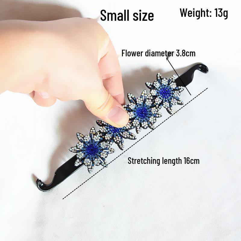 Double-Layer Rhinestone Flower Hair Clip & Hair Tie: Elegant Bun Styling Accessory