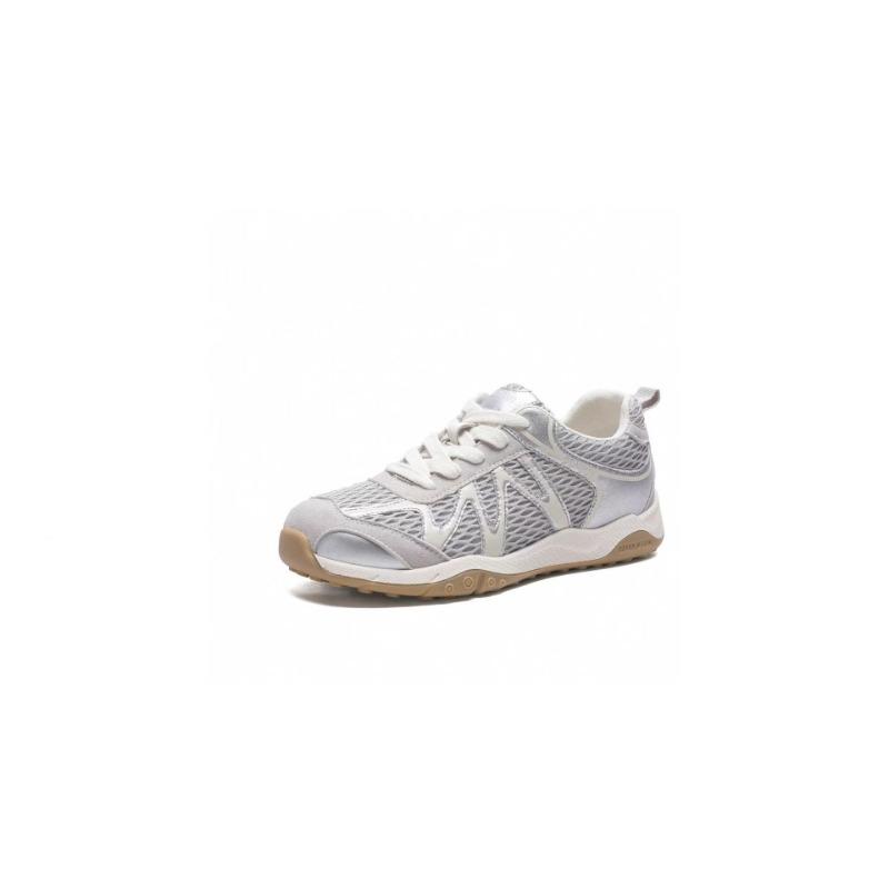 Leather Mesh Women's Early Autumn New Round Head Thick Sole Breathable Casual Sports Shoes Tide