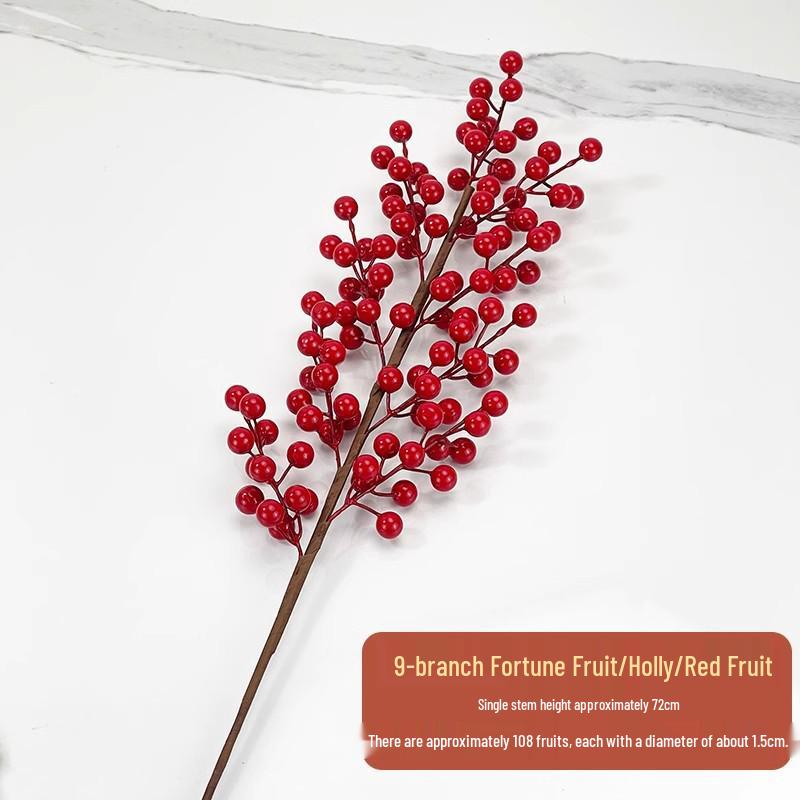 7-Head Persimmon Branch Ikebana Ornament: Artificial Ruyi Persimmon for Living Room or Dried Flower Display