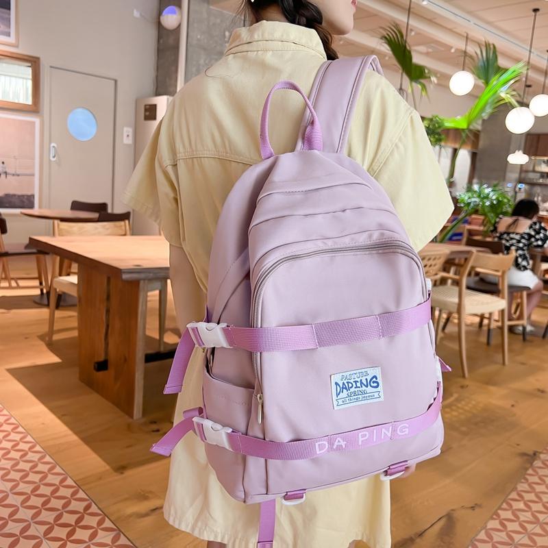 Студенческий однотонный школьный рюкзак женский дорожный рюкзак младших школьников — фото 4