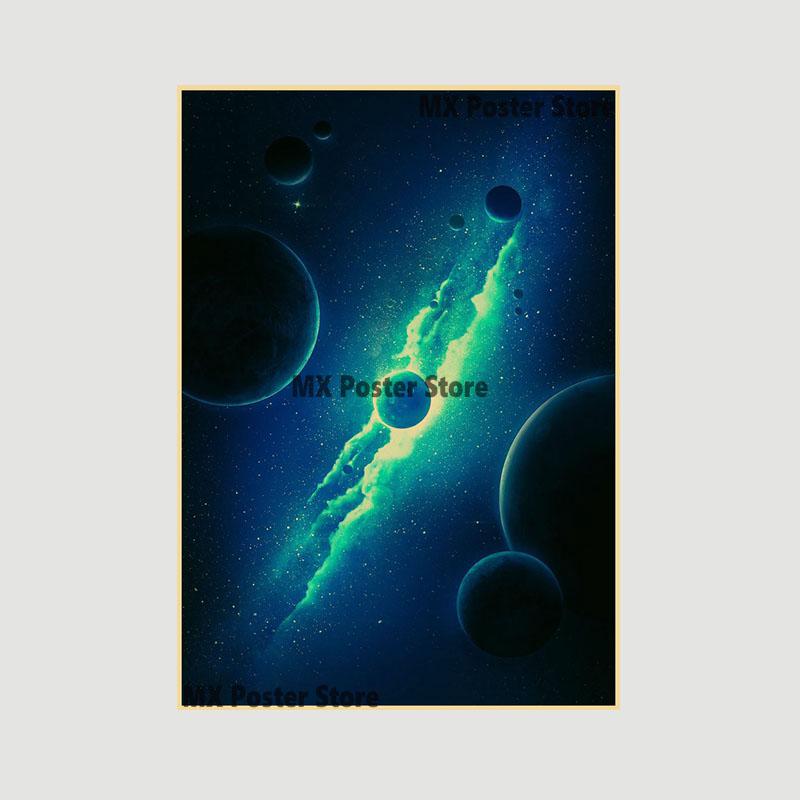 

Абстрактные космические плакаты из крафт-бумаги, принты в стиле ретро, ​​домашний декор, украшения для гостиной, картины для бара, кафе, фотографии 30x21cm