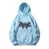 Fall Winter Unisex Hoodie Drawstring Elastic Cuff Thorn Print Thick Fleece Patch Pocket Loose Long Sleeves Pullover Warm Top