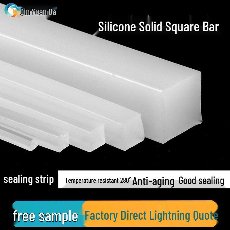 White Flat Silicone Rubber Sealing Strip: Heat-Resistant, Waterproof, Shock-Absorbing, Oil-Resistant 12x12mm [1m]