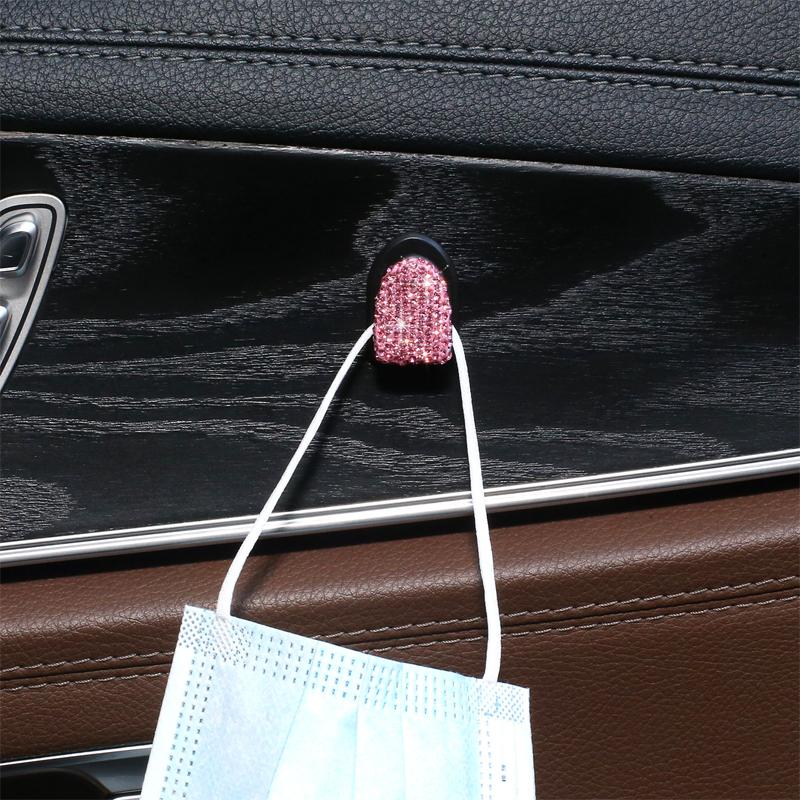 4 Stuks Glanzende Diamant Auto Haken Organizer Houder Zelfklevende Muur Gemonteerde Hanger Voor Hoofdtelefoon Kabel/Sleutel/Maskers Auto Thuis
