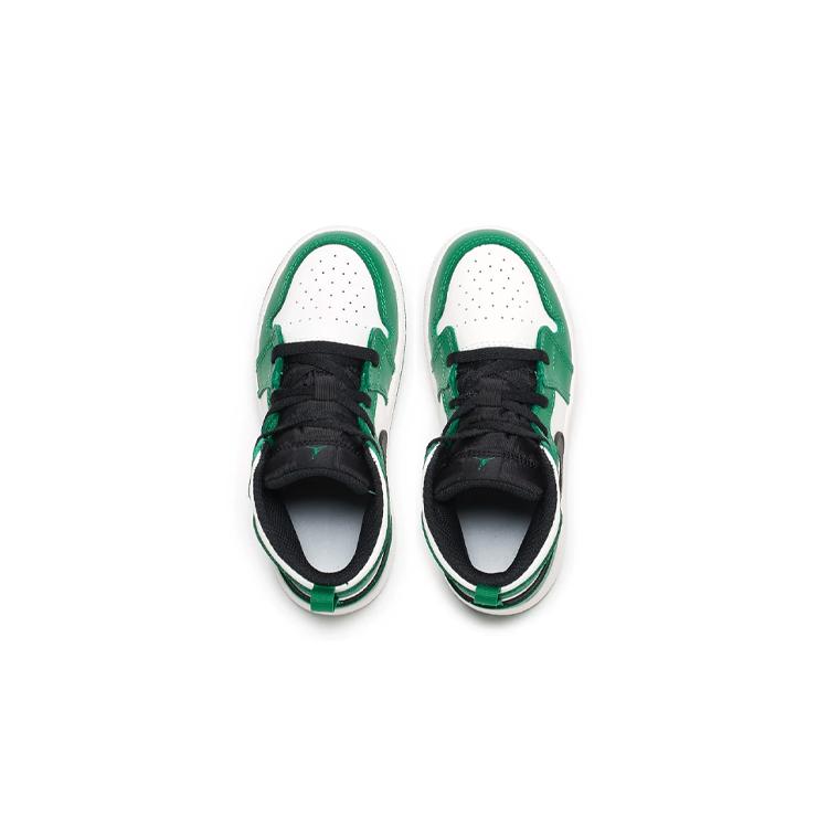 Jordan Air Jordan 1 Slip Resistant Cushioning Abrasion Resistant Mid top Toddler Shoes White Green Infant And Toddler BQ6933-301