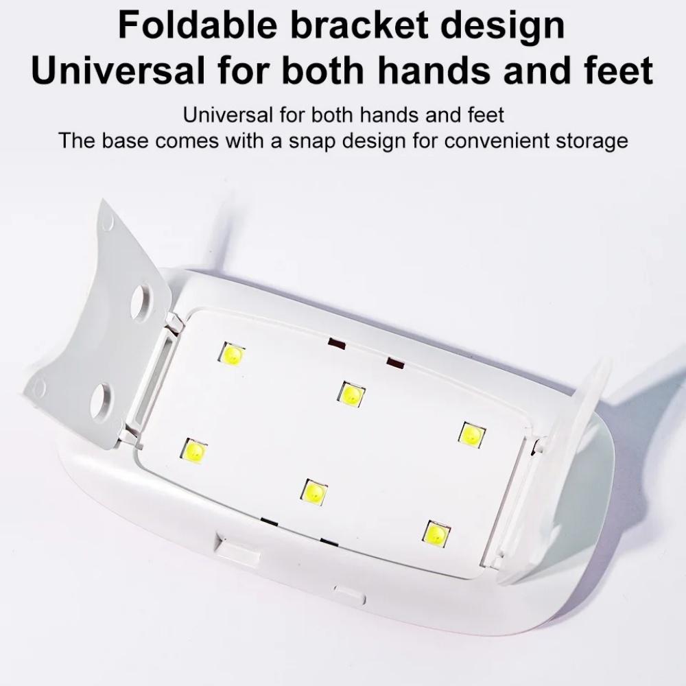 Foldable Nail Lamp Portable Nail Dryer Lamp 6 LED&UV Manicure Machine Home Travel Use for Drying Polish Gel Varnish with Cable
