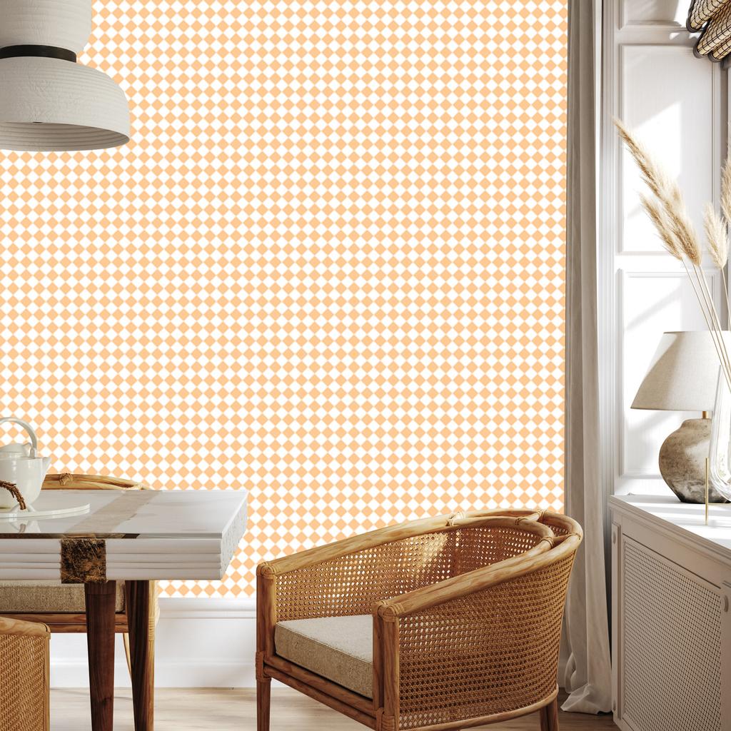 Geometric Rhombus Wallpaper Cream and White, Cream Background 50x1000