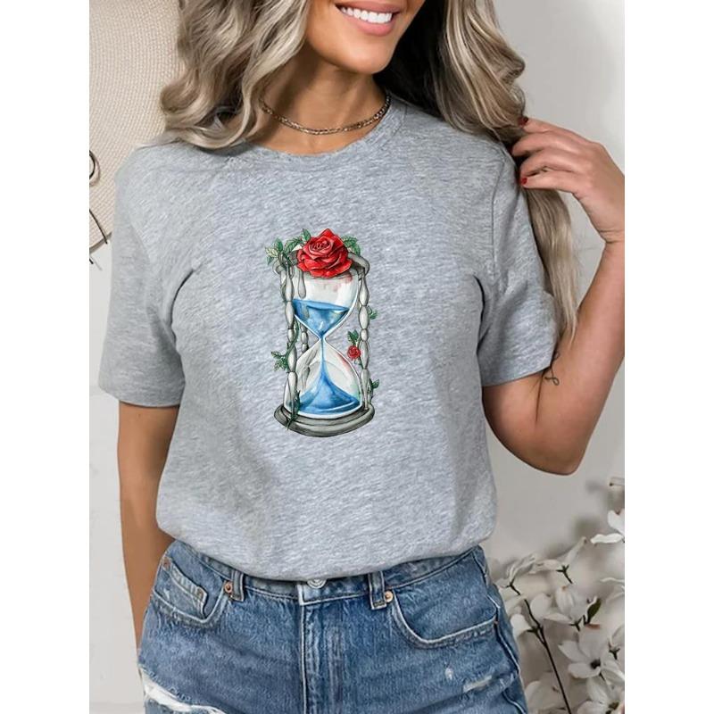 3d pattern printing short-sleeved summer graphic T-shirt ladies fashion women's clothing tops