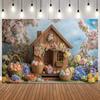 Easter Spring Wooden House Flower Egg Basket Countryside Photography Background, Children Portrait Party Photography Background11